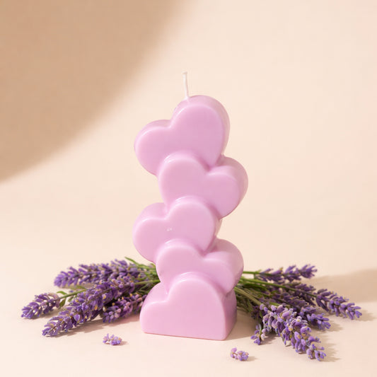 A Little Love, Poured in Lavender Hearts Pillar Candle 80 g