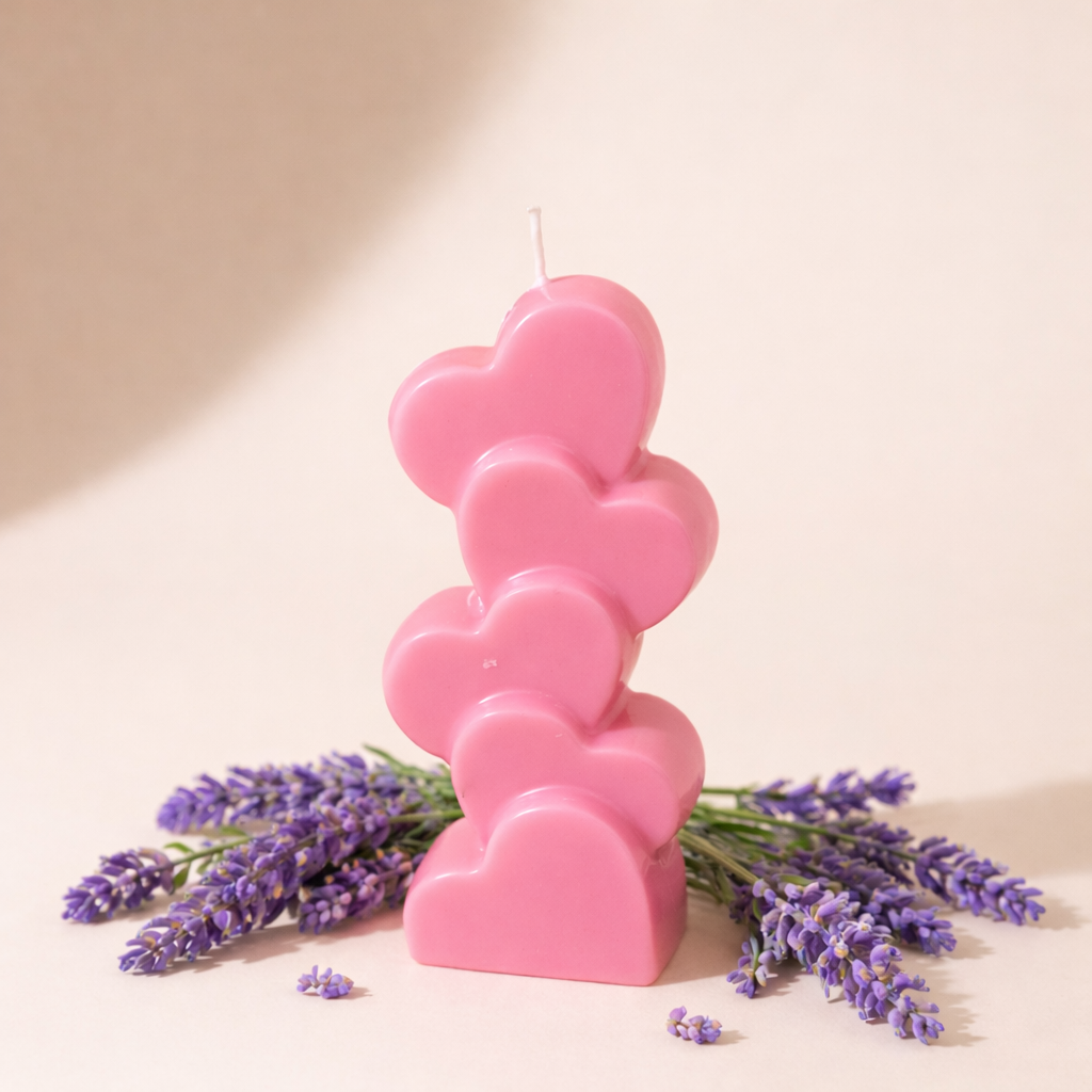 A Little Love, Poured in Lavender Hearts Pillar Candle 80 g