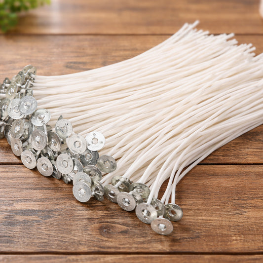 Natural Cotton Wicks - Paraffin Wax Coated Wicks for Candle Making 25 pcs